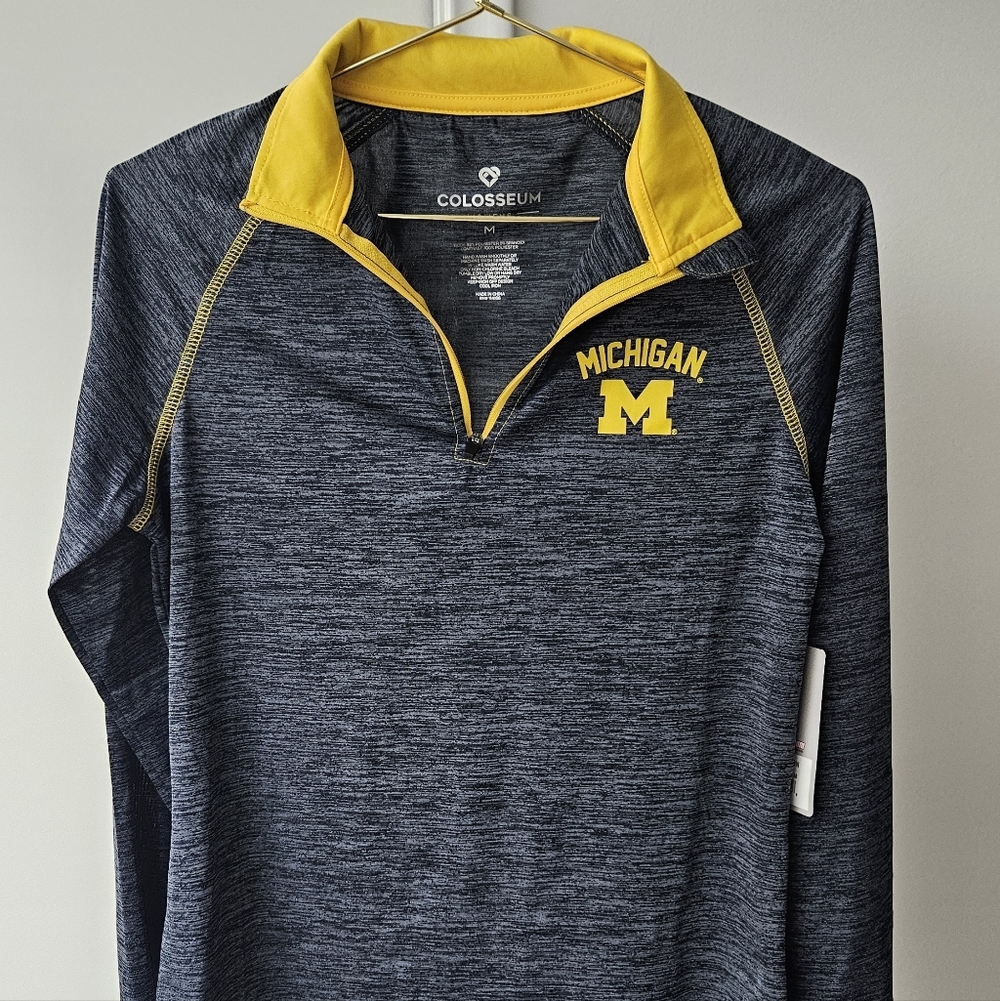 Colosseum Michigan Heather Blue and Yellow Quarter-Zip - Fits Like A Small!